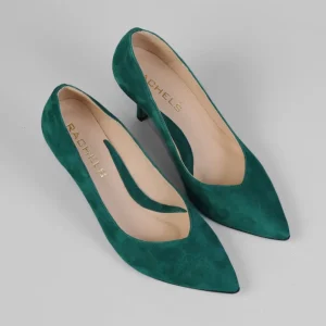Rachel's Rachels - Z6047 Green V Suede Court Shoe