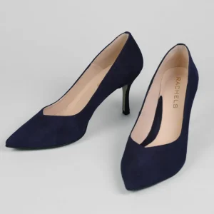 Rachels - Z6047 Navy Suede V Court Shoe