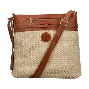 Rieker - H1519-64 Beige and Tan Raffia Crossbody