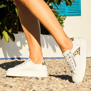 Rieker - N4924 White and Leopard Trainer