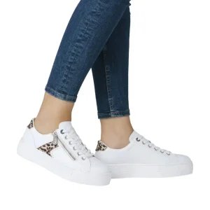 Rieker - N4924 White and Leopard Trainer