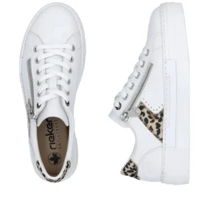 Rieker - N4924 White and Leopard Trainer