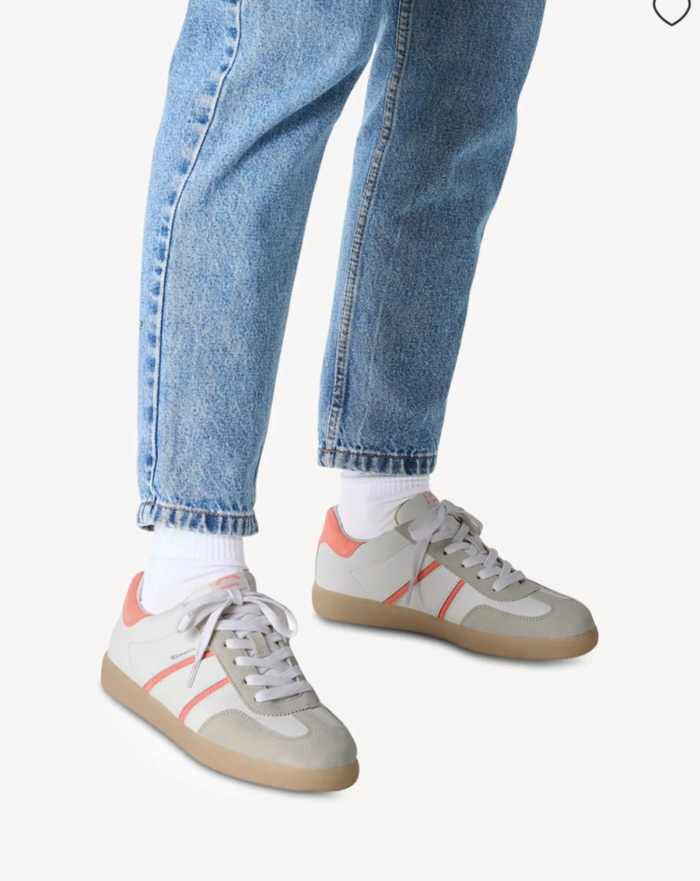 tamaris___white_and_peach_1.webp Tamaris - 23624 White and Peach Retro Trainer