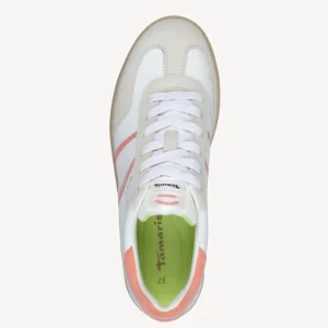 Tamaris - 23624 White and Peach Retro Trainer