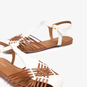Unisa Babic White and Tan Leather Sandal