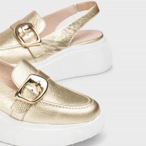 Wonders - A-3624 Gold Wedge Slingback
