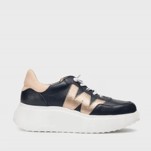 Wonders - A-3625 Navy and Rose Gold Trainer