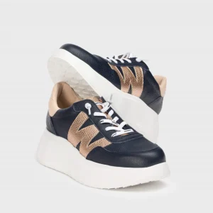 Wonders - A-3625 Navy and Rose Gold Trainer