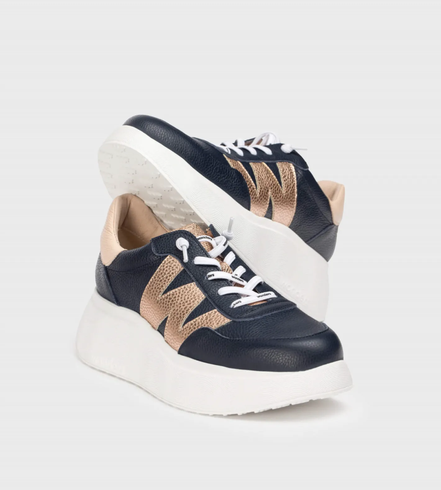 wonders__a_navy_and_rose__1.webp Wonders - A-3625 Navy and Rose Gold Trainer