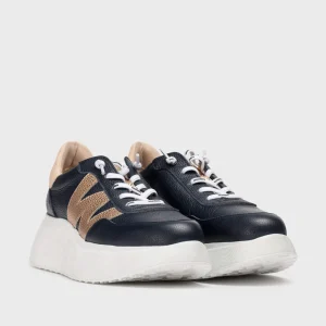 Wonders - A-3625 Navy and Rose Gold Trainer
