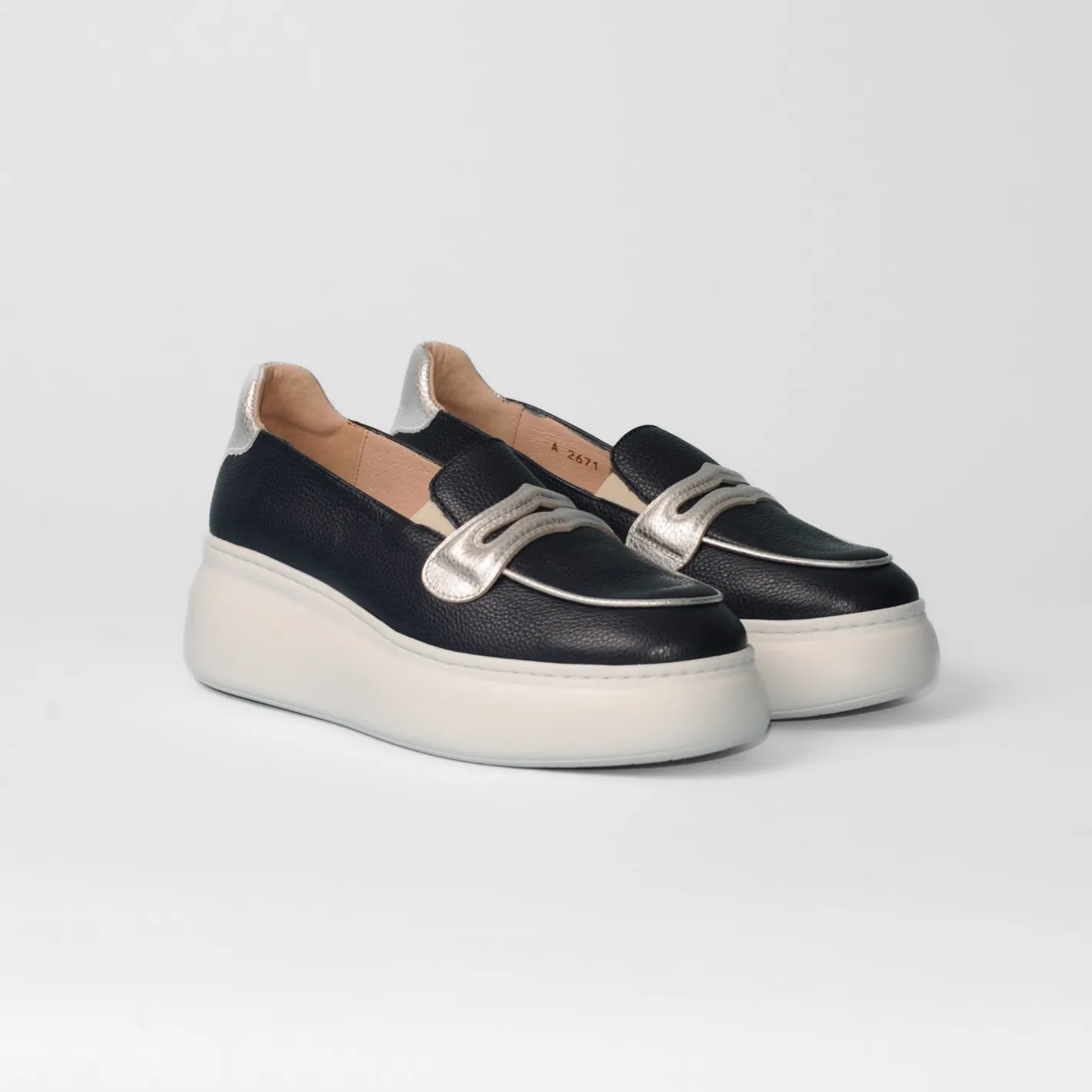 wonders__a_navy_wedge_loa_4.webp Wonders - A-2671 Navy Wedge Loafer