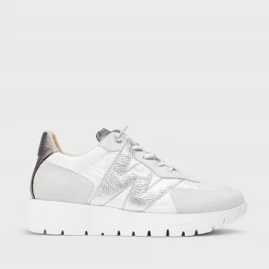 Wonders - A-2464 White and Silver Slip On Trainer