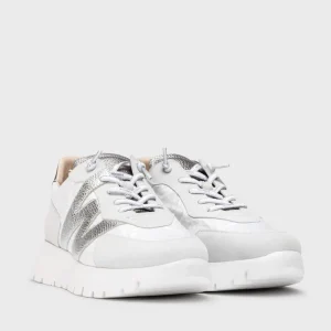 Wonders - A-2464 White and Silver Slip On Trainer