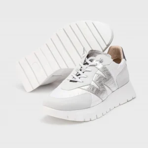 Wonders - A-2464 White and Silver Slip On Trainer