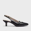Wonders - G-7101 Black Kitten Heel Slingback