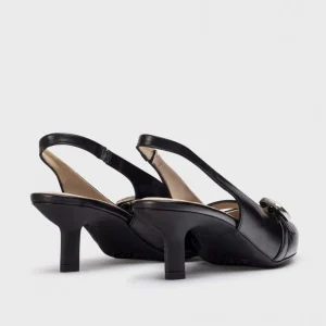 Wonders - G-7101 Black Kitten Heel Slingback