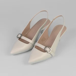 Wonders - G-7101 Ivory Kitten Heel Slingback